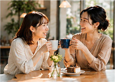 カフェで語らう二人