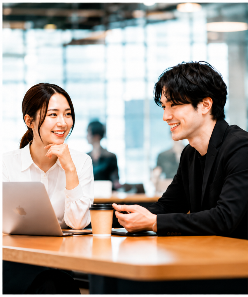 打ち合わせをする2人